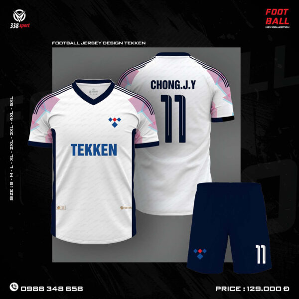 Áo bóng đá TEKKEN trắng – mạnh mẽ và hiện đại