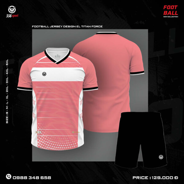 Áo bóng đá Titan Force màu hồng pastel - Không logo thể thao hiện đại
