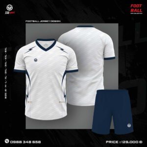 Áo bóng đá thiết kế trắng xanh navy - Năng động, chuyên nghiệp