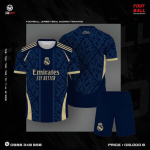 Áo bóng đá Real Madrid Training xanh navy phối vàng