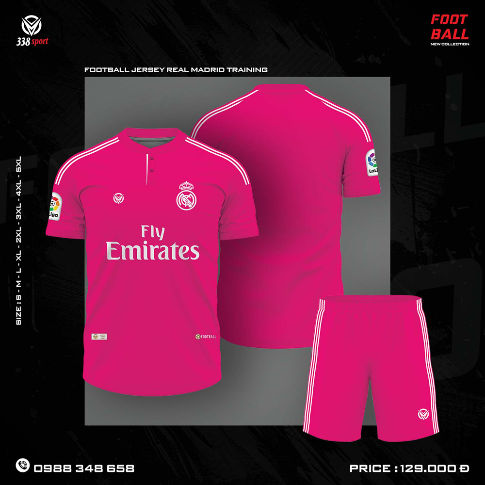 Áo Real Madrid Training hồng neon chính hãng phiên bản 2025