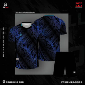 Áo bóng đá thiết kế màu đen họa tiết tribal xanh ánh tím - 338 Sport