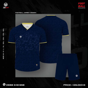 Áo Bóng Đá Thiết Kế Màu Xanh Navy Viền Vàng - Thoáng Khí, Thời Trang